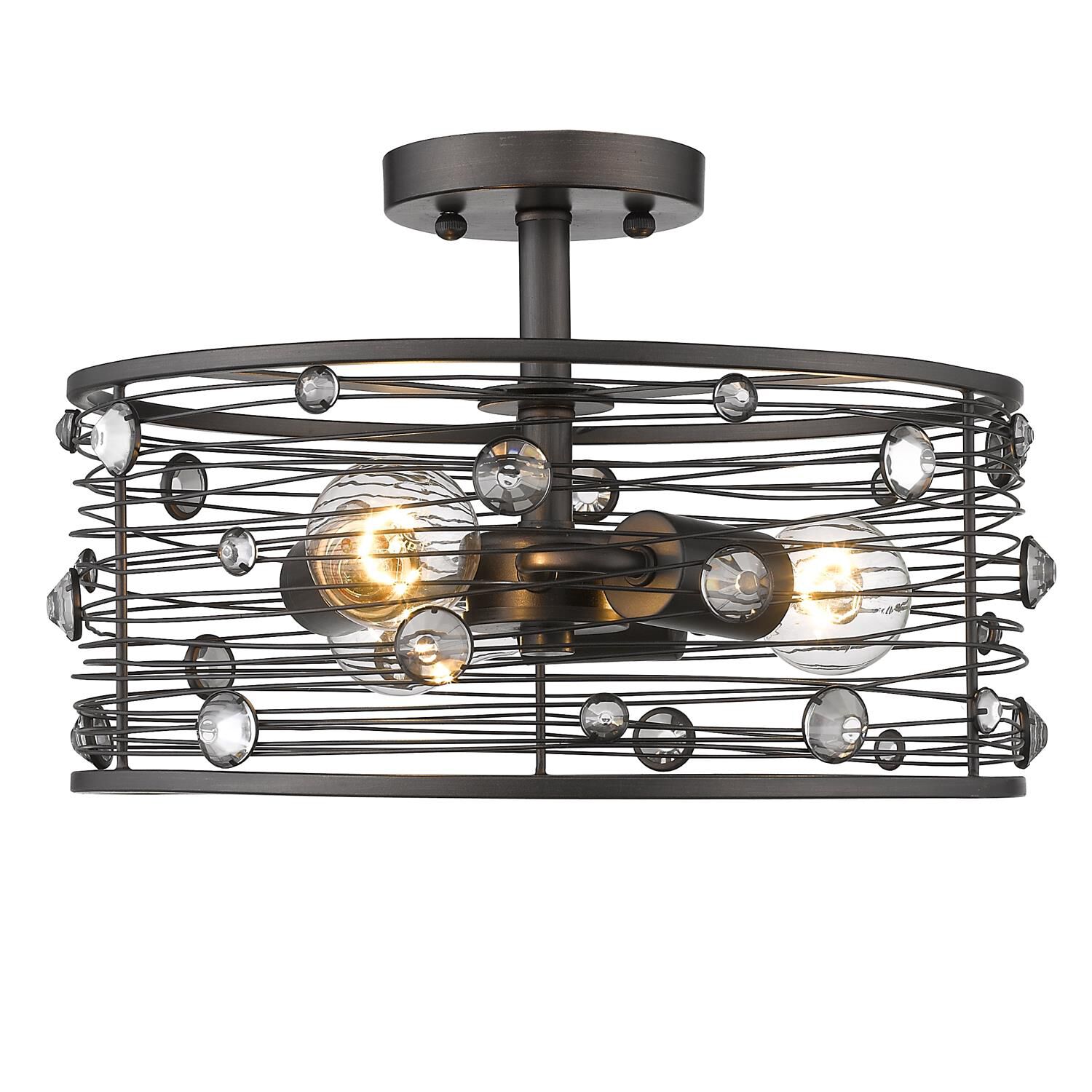 Bijoux 13 Inch 3 Light Semi Flush Mount by Golden Lighting